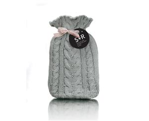 Heirloom Hot Water Bottle with Grey Knitted Jumper Designer Cover 2L by Star + Rose