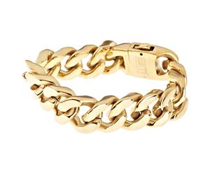 Iced Out Stainless Steel Bracelet - SOLID CURB 20mm gold - Gold