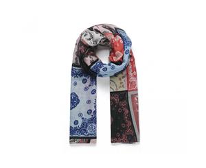 Intrigue Womens/Ladies Patched Vintage Print Scarf (Blue/Red) - JW340