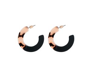 Jewelcity Sunkissed Womens/Ladies Two Part Earrings (Black/Brown) - JW955