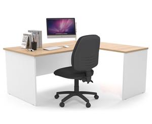 Litewall Panel - L-Shaped Corner Panel Office Desk White Leg [1600L x 1550W] - maple none