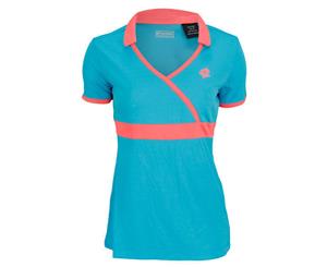 Lotto Women's Noa Tennis Polo Shirt Top - Java/Fluro Pink