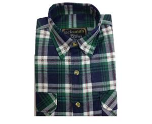 Men's Flannelette Shirt Check Vintage Long Sleeve - 82 (Full Placket)