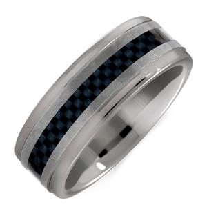 Men's Ring in Carbon Fibre & Grey Tungsten