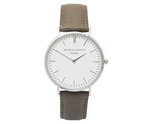 Mr. Beaumont Men's 40mm Matt Leather Watch - Grey/White/Silver