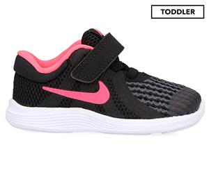 Nike Toddler Girls' Revolution 4 Running Shoes - Black/Racer Pink/White