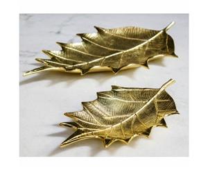 OAK Large 51cm Long Decorative Leaf - Brass