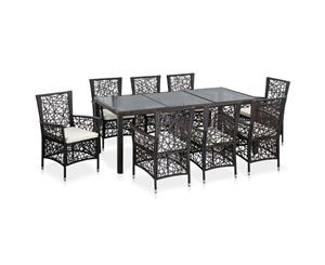Outdoor Dining Set 9 Piece Poly Rattan Brown Garden Patio Table Chairs