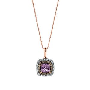 Pendant with 0.34 Carat TW of White & Brown Diamonds & Amethyst in 14ct Rose Gold