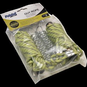 Polytuf 3m x 6mm Reflective Glow In The Dark Guy Rope with Spring - 2 Pack