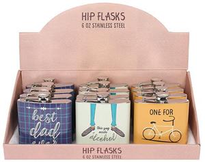 Set of 12 Classic Gent Hip Flasks in Display