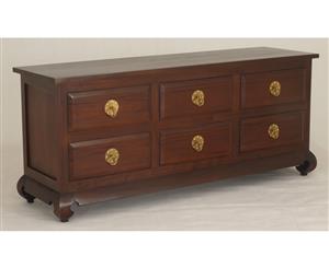 Shanghai Chest of 6 Drawers Lowboy in Mahogany