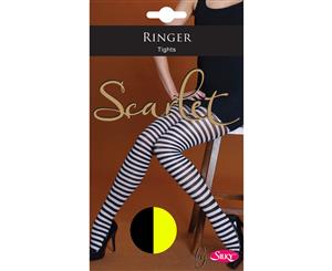 Silky Womens/Ladies Scarlet Ringer Design Tights (1 Pair) (Black/Neon Yellow) - LW216