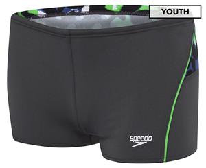 Speedo Boys' Logo Aquashort Swim Short - Graphite/Vine/Scribs