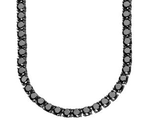 Sterling 925er Silver Black CZ Chain - ICED OUT 5mm - 90cm - Black