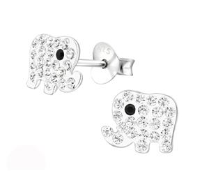 Sterling Silver Kids Elephant Stud earrrings made with Swarovski Crystal