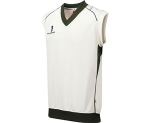 Surridge Boys Fleece Lined Sleeveless Sweater / Sports / Cricket (White/Green Trim) - RW3373