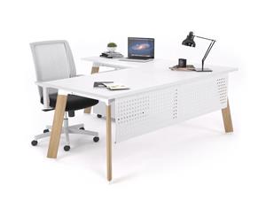 Switch Executive Corner Desk - Wood Imprint Frame [1800L x 1550W] - white white modesty