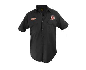 Sydney Roosters NRL Short Sleeve Button Work Shirt BLACK