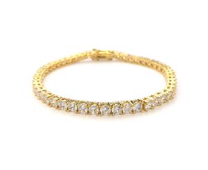 Tennis Bracelet 18k Gold Plated CZ Round Cut 4mm x 8 Inches - Gold