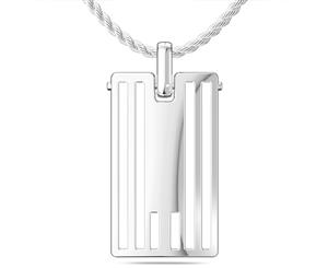 White On White Fashion Pendant Necklace For Men In Sterling Silver - Sterling Silver