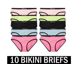10 Mix Colour Pack Frank and Beans Underwear Womens Bikini Brief S M L XL XXL