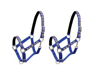 2x Head Collars for Horse Nylon Size Cob Blue Easy Fit Loop Halter