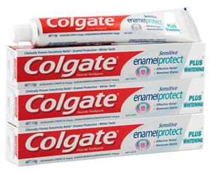 3 x Colgate Sensitive Enamel Protect Whitening Toothpaste 110g