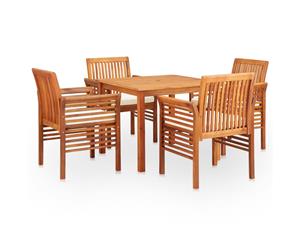 5 Piece Solid Acacia Wood Outdoor Dining Set with Cushions Patio Set
