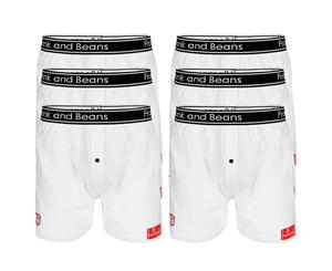 6x - Boxer Shorts Frank and Beans Underwear Mens 100% Cotton S M L XL XXL - White