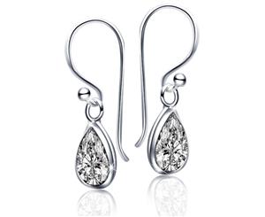 .925 Sterling Silver Clear Drop French Earrings-Silver/Clear