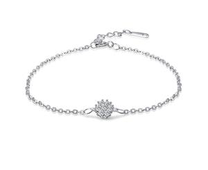 .925 Sterling Silver Wild Flower Bracelet-Silver/Clear