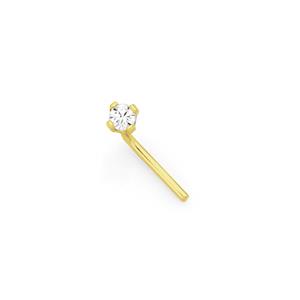 9ct Gold 2mm CZ Claw-set Nose Stud