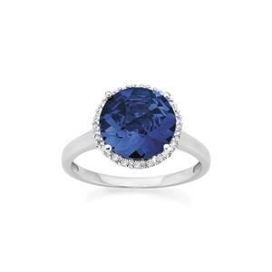 9ct White Gold Created Sapphire & Diamond Ring