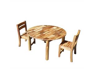 Acacia Round Table 90cm & 2 Stacking Chairs