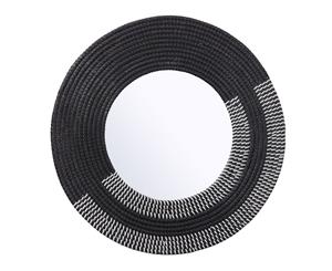 Amalfi Azumah Seagrass Round-Shaped Mirror Black/White 60cm - Home Art Decor