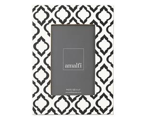 Amalfi Sari Resin 4 x 6" Photo Frame Cream White & Black
