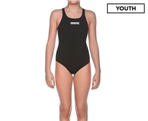 Arena Girls' True Sport Solid Swim Pro One Piece Swimsuit - Black/White
