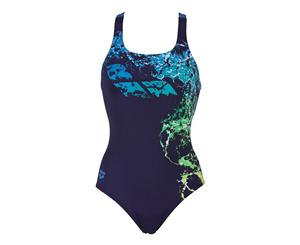 Arena Women's Backwash One-Piece Swimsuit - Navy/Pixel Blue