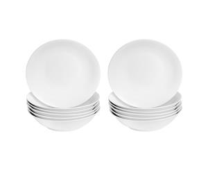 Argon Tableware White Large Porcelain Pasta Salad Bowls - 25cm - Set of 12