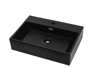 Basin with Faucet Hole Ceramic Black Bathroom Wash Hand Bowl Sink Unit