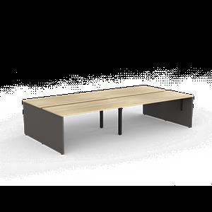 CeVello 1600 x 750mm Oak And Charcoal Four User Double Sided Desk