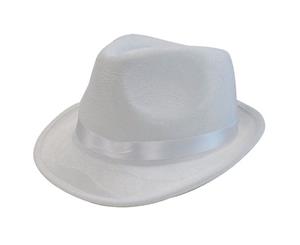 Deluxe Fedora Gangster Hat - White Velvet