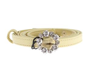 Dolce & Gabbana Beige Cotton Leather Crystal Buckle Belt