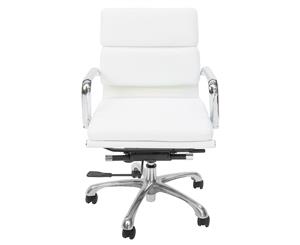 Eames Inspired Low Back Soft Pad Management Desk / Office Chair - White
