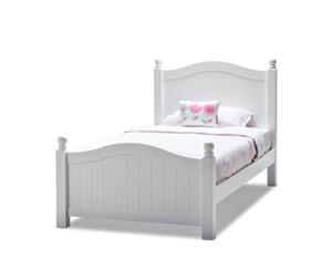 Elegant 4 Post White Timber Kids Single Bed Frame