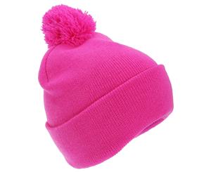 Floso Childrens/Kids Knitted Hi Vis Winter Bobble Hat (Pink) - HA437
