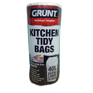 Grunt 40L White Extra Large Kitchen Tidy Bags - 25 Pack