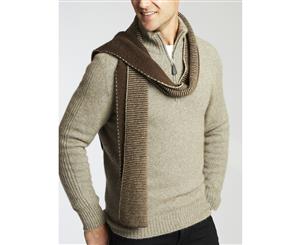 Huonville Super Long Merino Wool Scarf - Carob-Natural