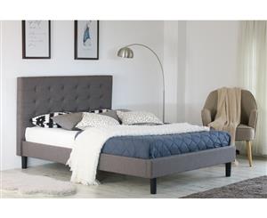 Istyle Alexis Button Queen Bed Frame Fabric Grey